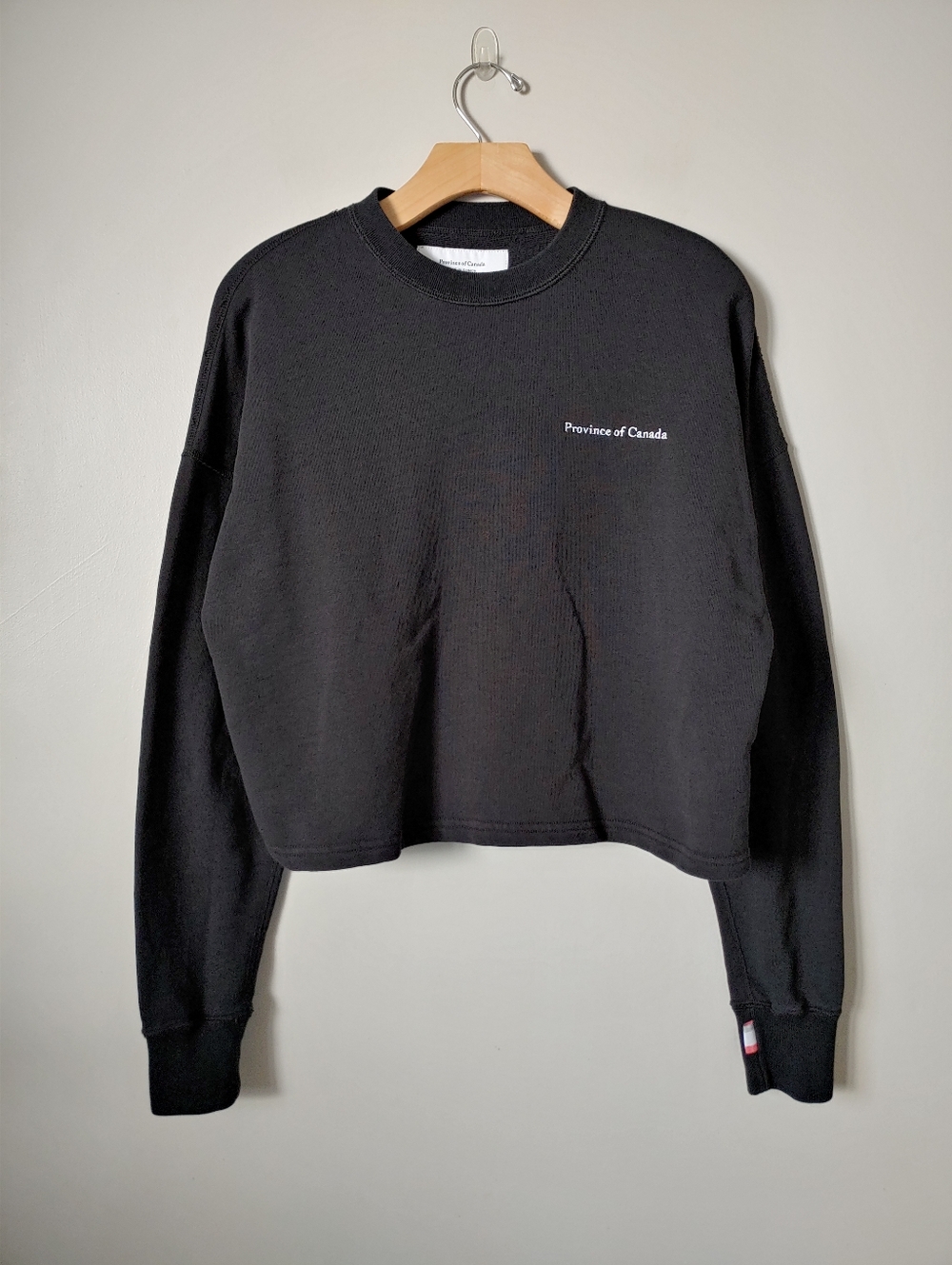 Province of Canada French Terry Crop Sweatshirt Cotton Black Size Small - Picture 7 of 16